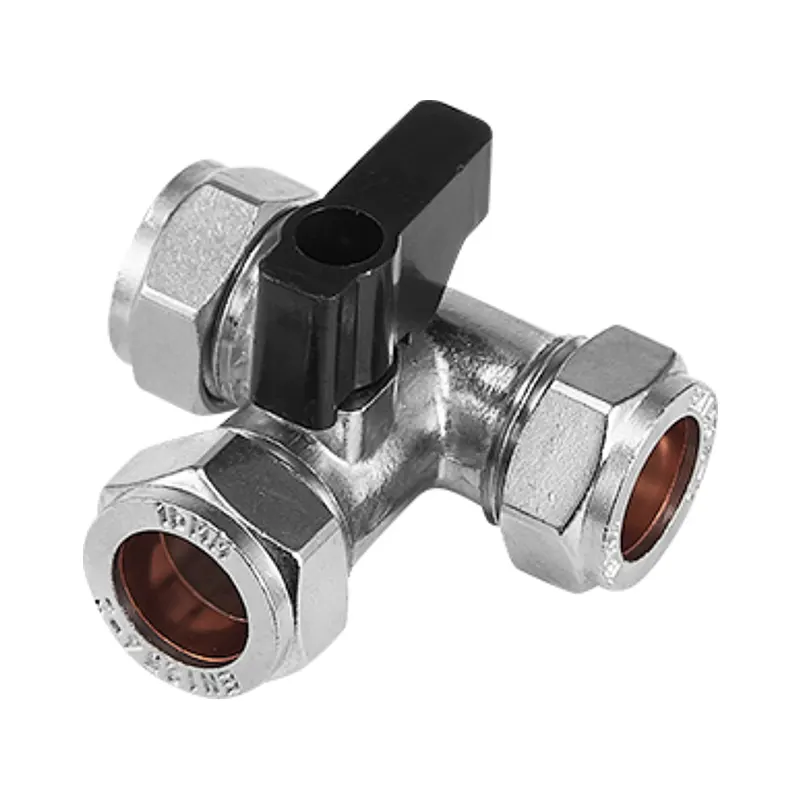 Messing drievoudige ferrule T-type snelopen kogelkraan