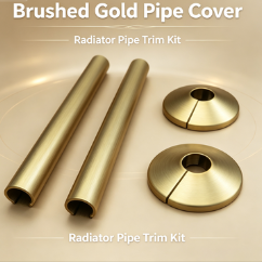 Afwerkingsset voor radiatorpijpen van geborsteld goud, gespleten pijpmof en concealerring voor muurgaten, decoratieset voor verwarmingspijp in metaallook
