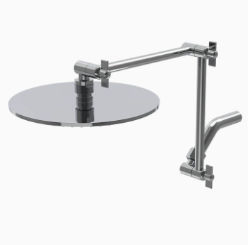 Dubbel scharnierende getande douchearm