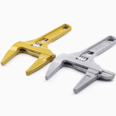 Zware aluminium moersleutel met grote bek en kort handvat