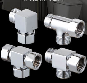 Massief messing G1/2 3-weg connector, 1 inlaat 2 uitlaat mannelijke binnendraad pijpfitting