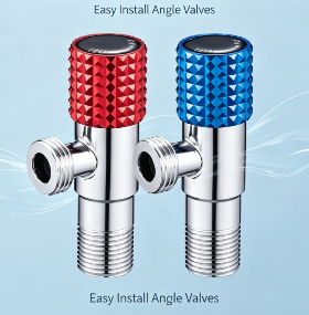 Stevige roestvrijstalen hoekafsluiterset, rood en blauw warm koud gemarkeerd 1/2 inch draad lekvrije waterafsluiters voor badkamer, toilet en boiler